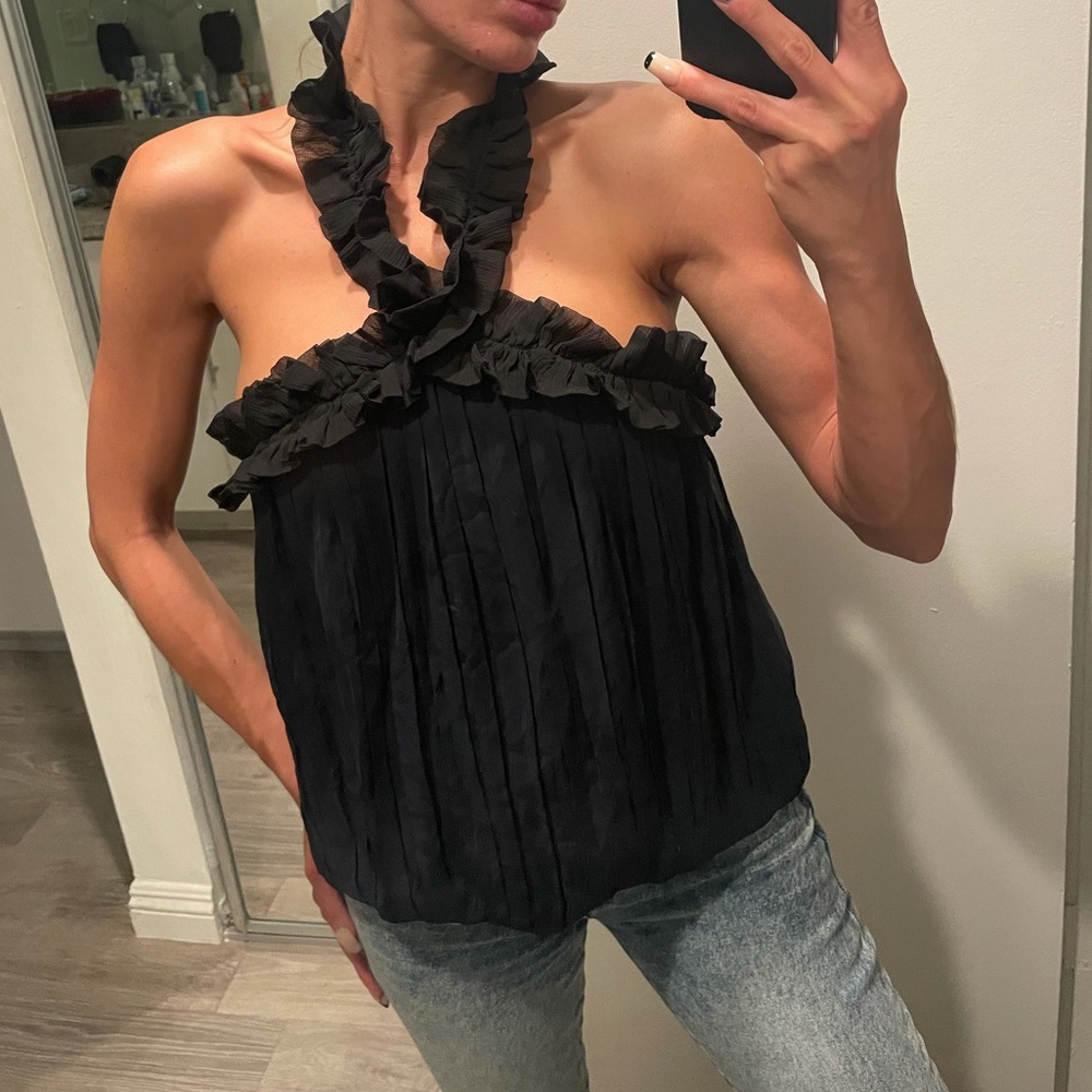 Silk Ruffle Halter Top - Picture 7 of 8